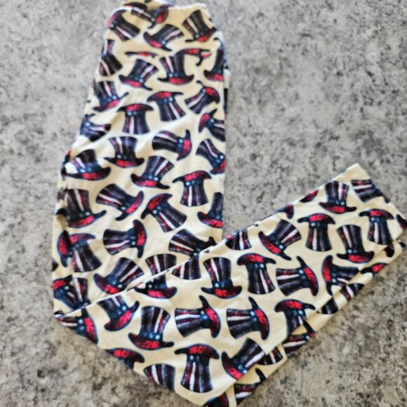 LulaRoe Fourth of July Tophat Leggings One Size - Picture 1 of 2